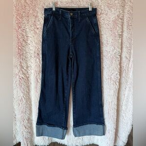 Joe's Jeans Dark Indigo Wide Leg Cuffed Jeans